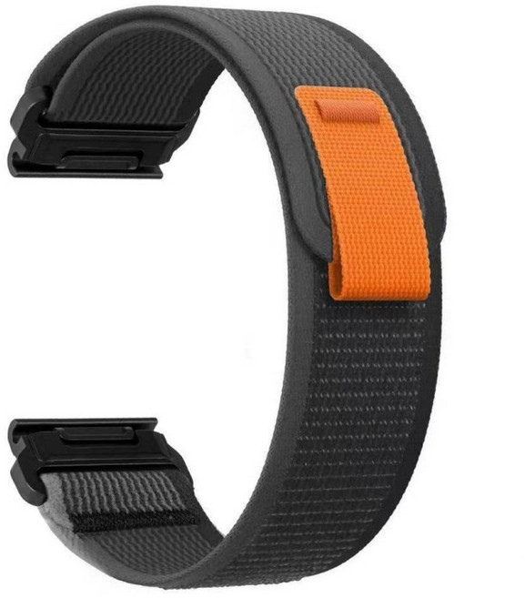 ibits Garmin Fenix 7 野徑魔鬼氈尼龍錶帶 快拆替換透氣耐用 22mm 26mm, 黑灰色, 1個