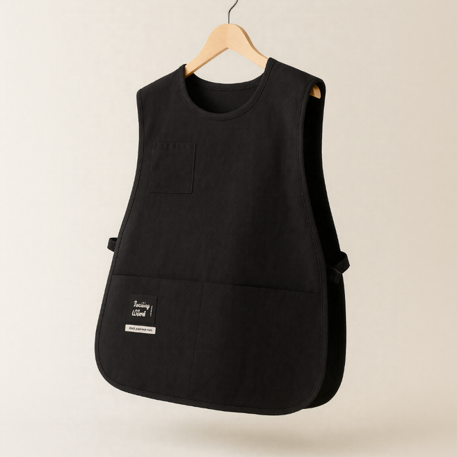 더앤모어 카페 앞치마 방수 바리스타 조끼 다용도, 1개, 딥블랙