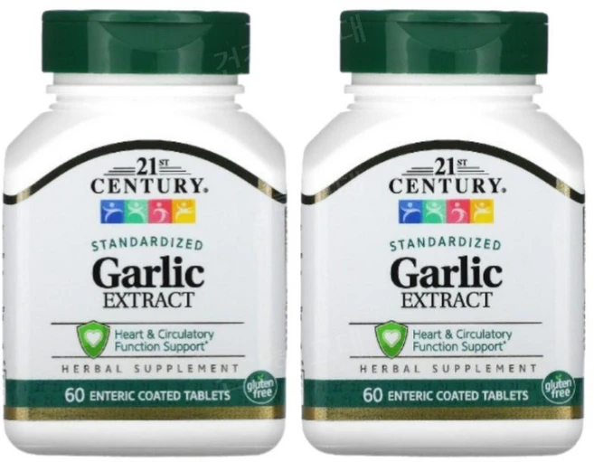 21st Century 마늘 추출물 표준화 장용 코팅 정제 60정x2 칼슘 Garlic Calcium, 60정 - 쿠팡