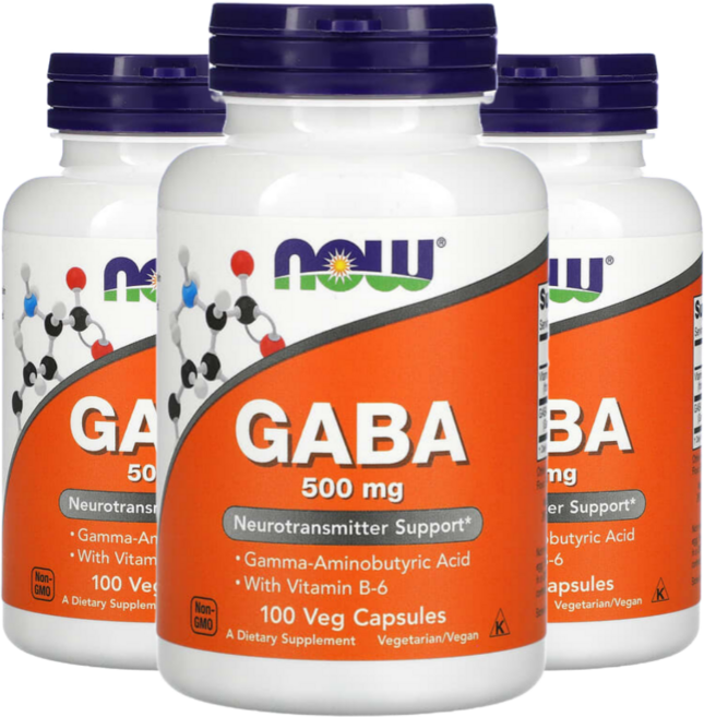 나우푸드 비타민 B-6 함유 가바 500mg 100식물성 캡슐, 100정, 3개