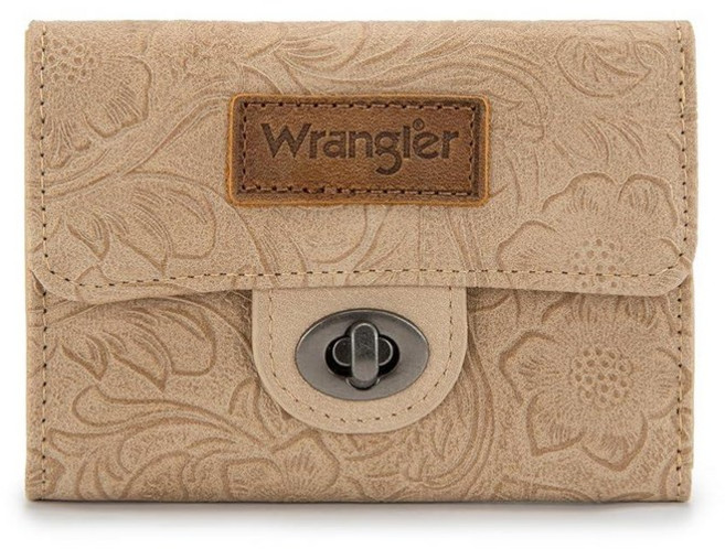Montana West X Wrangler 여성용 소형 3단 지갑 웨스턴 신용 카드 홀더 지퍼 동전 포켓 포함 브라운 스몰 캐주얼