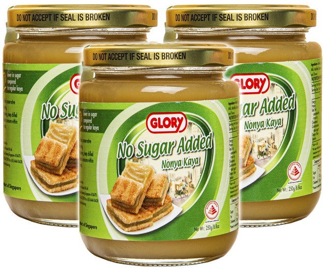 (가격인하) 싱가포르 프리미엄 카야잼 노슈가 ( 유통기한 6월3일까지 ) 무설탕 건강한잼, 250g, 3개