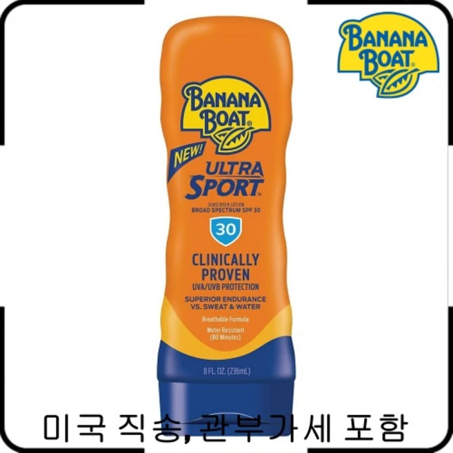 바나나 보트 스포츠 선크림 Banana Boat Sport 자외선 차단제SPF 30 8oz(미국직송 관부가세포함), 236ml, 1개 - 쿠팡
