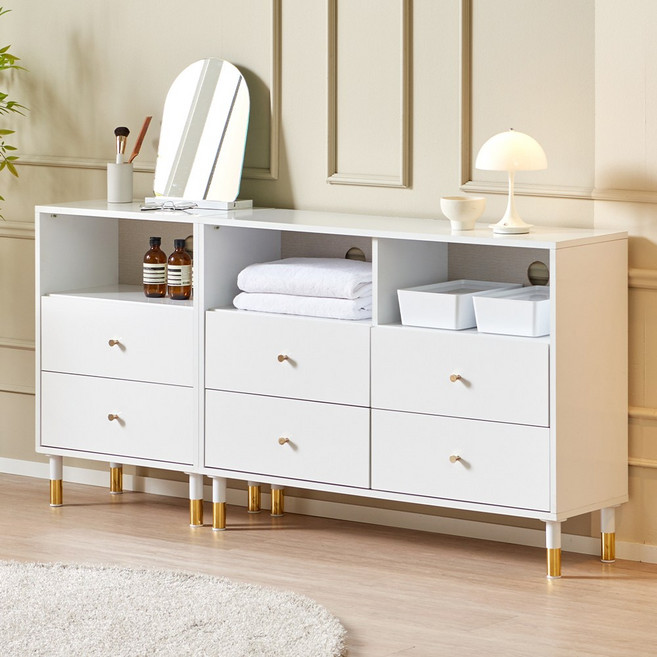 퍼니하우스 키니 1500 높은 거실장 세트 오픈 티비다이 셋톱박스 거실 선반 tv장식장, 화이트