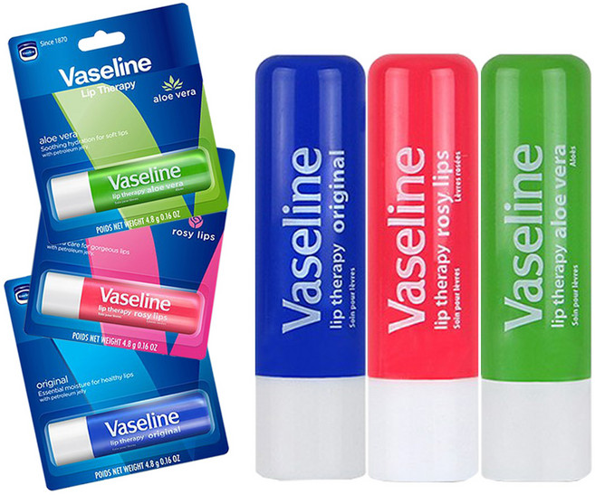 유니레버 바세린 립 테라피 고보습 립밤 3EA -H.C, 3개, 4.8g, 오리지널+로지립스+알로에