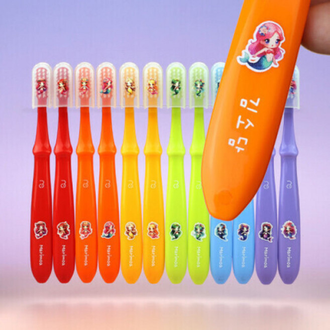 마리모아 국산 캐릭터 레인보우 웨일 어린이 네임 이름인쇄 칫솔 12개 1세트, 네임칫솔 1세트 12개, 이중미세모（6세-9세）, 17 NEW 불꽃드래곤