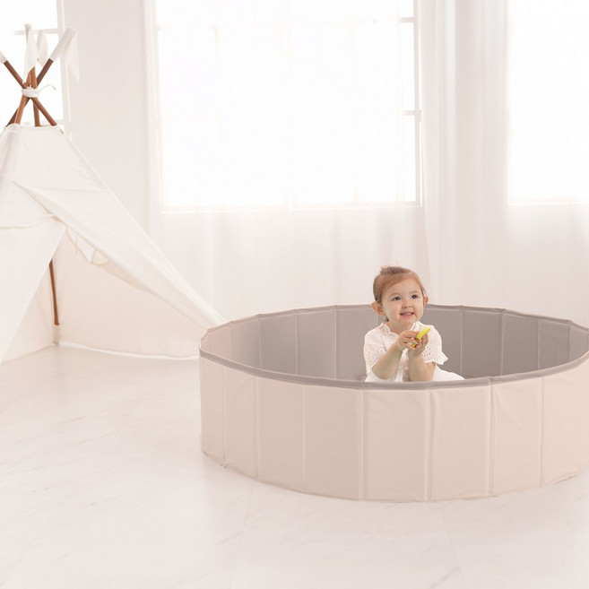 라호 접이식 놀이매트 핑크 베이지 (M/L) 볼풀장 물놀이풀장, 크림, 1개