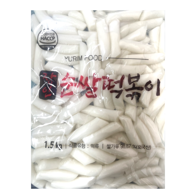 떡볶이떡 유림 장인떡볶이 순쌀 쫀득한 쌀떡 분식집 마라탕 떡사리 반짝슈퍼마켓, 1개, 1.5kg