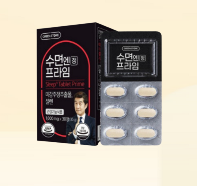 상세설명참조 그린스토어 수면엔 프라임 수면엔정 미강 주정 추출물 혼합 분말, 30정, 1개