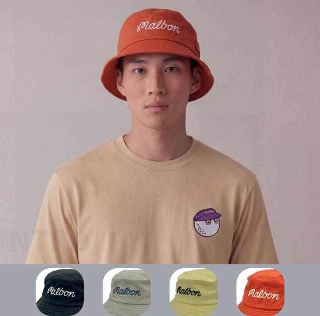 말본 골프 남녀공용 모자 베이직 레터링 버킷햇 티꽂이 디테일, 1개, 04.오렌지