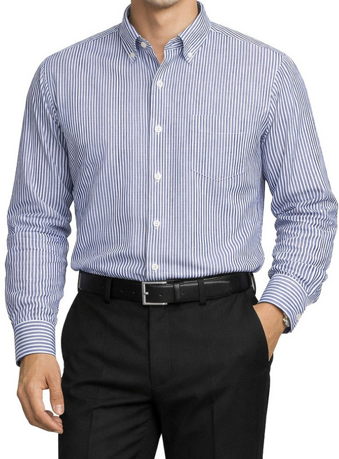 스트라이프 네이비 버튼다운 긴팔 남성 정장셔츠 캐주얼셔츠 와이셔츠