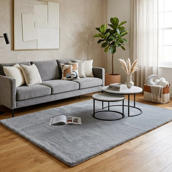 사각 극세사 러그 거실 카페트 층간소음방지 소음감소 카펫