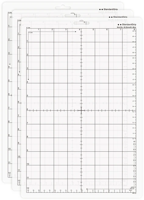 실루엣 포트레이트용 8x12인치 커팅 매트 표준/라이트/강력 접착 스티키 컷 매트, 03 3pc-StandardGrip3