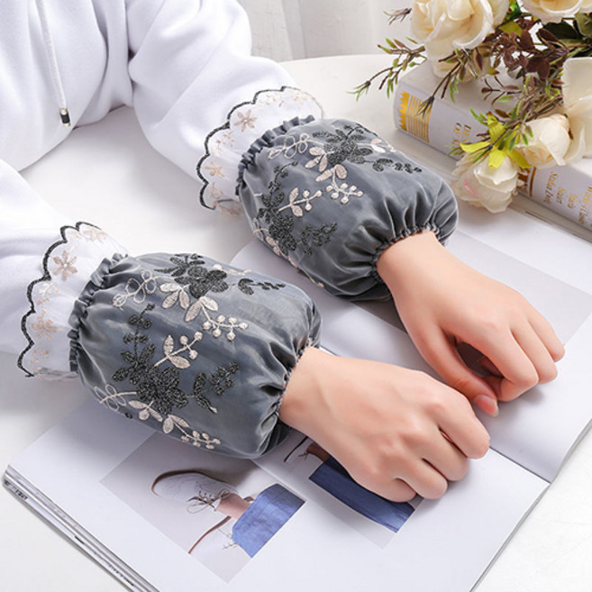 꽃망울 레이스 팔토시 슬리브 반토시, 1개, 블랙