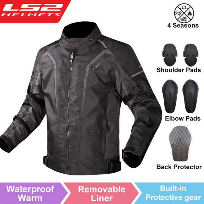 LS2 원래 오토바이 자켓 바지 승마 의류 세트 방풍 따뜻한 Anti-fall CE 레벨 모토 십자, 01 M, 02 MJ145-Dark Gray