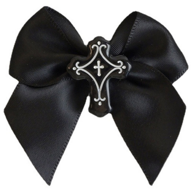 Girls Hair Clip with Punk Cross Bowknot Shape Hairpin Elegant Ponytail Hairpin