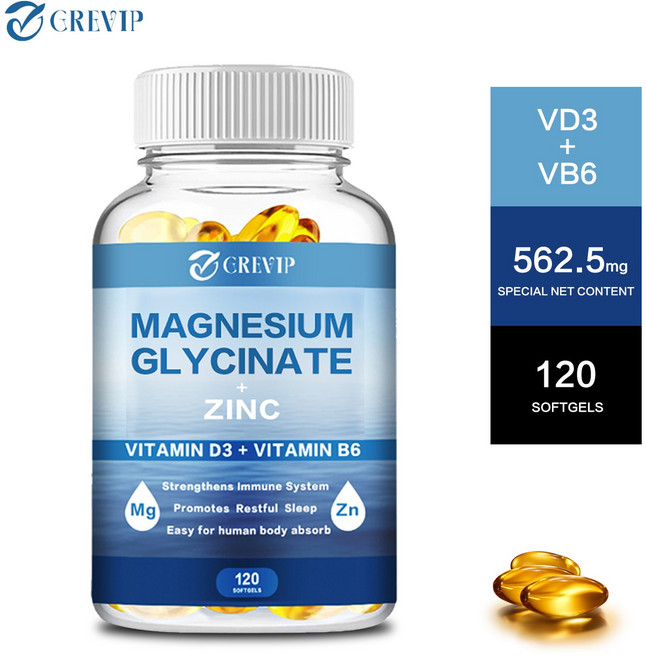 파키스탄에서 최대 흡수율을 자랑하는 마그네슘 글리시네이트 & 아연 500mg 미네랄 보충제 근육 관절 및 건강 지원, 3개, 120정