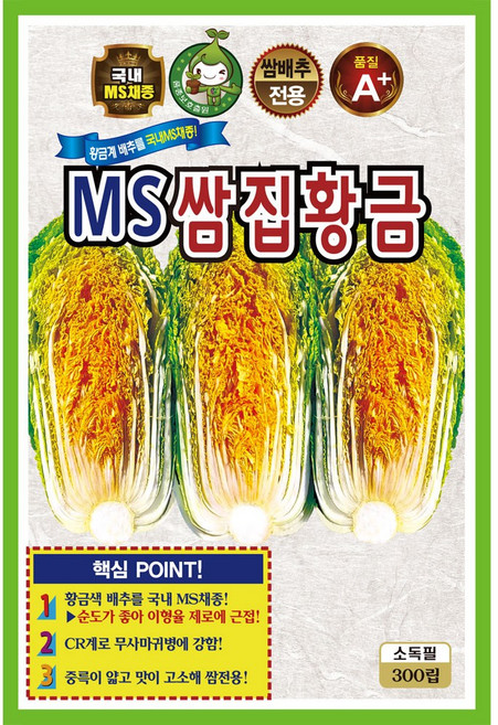 KS종묘 MS쌈집황금 배추씨앗 300립 황금색 쌈배추씨 종자, 1개
