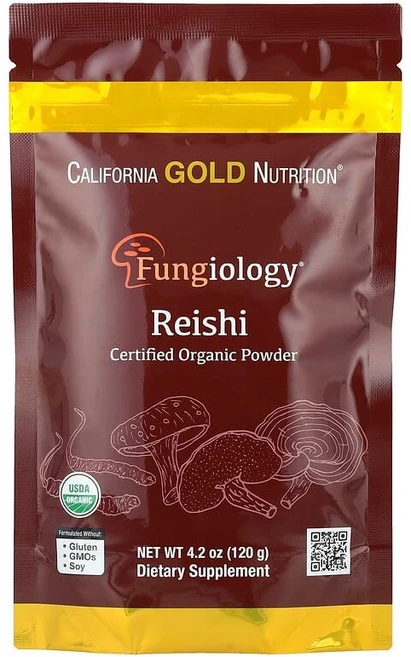 California Gold Nutrition Fungiology® 유기농 인증 영지버섯 분말 120g(4.2oz) CGN-02388, CGN02388, 120g, 1개 - 쿠팡