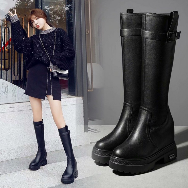 Asure 여성롱부츠 가죽부츠 통굽부츠 하프부츠