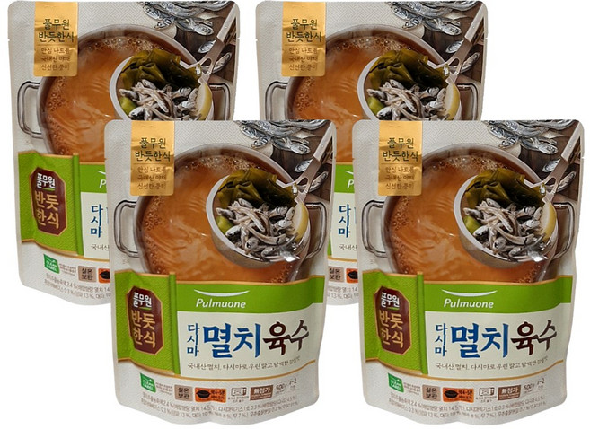 반듯한식 풀무원 다시마 멸치육수, 4개, 500g