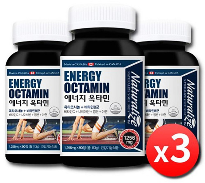 옥타코사놀 운동선수 건강한 체력 네추럴라이즈 에너지 옥타민 3통 270정 9개월분, 90정