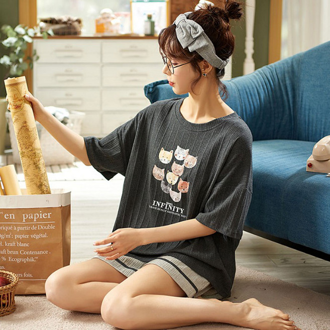 홈블리아 심플 캐릭터 여름 여성 잠옷 파자마세트 [682]