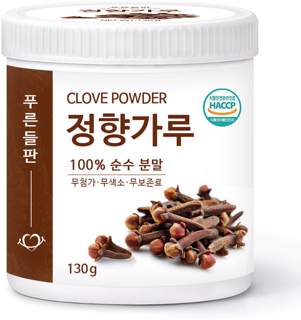 푸른들판 정향 가루 분말 100% 클로브 파우더 HACCP 인증, 1개, 130g