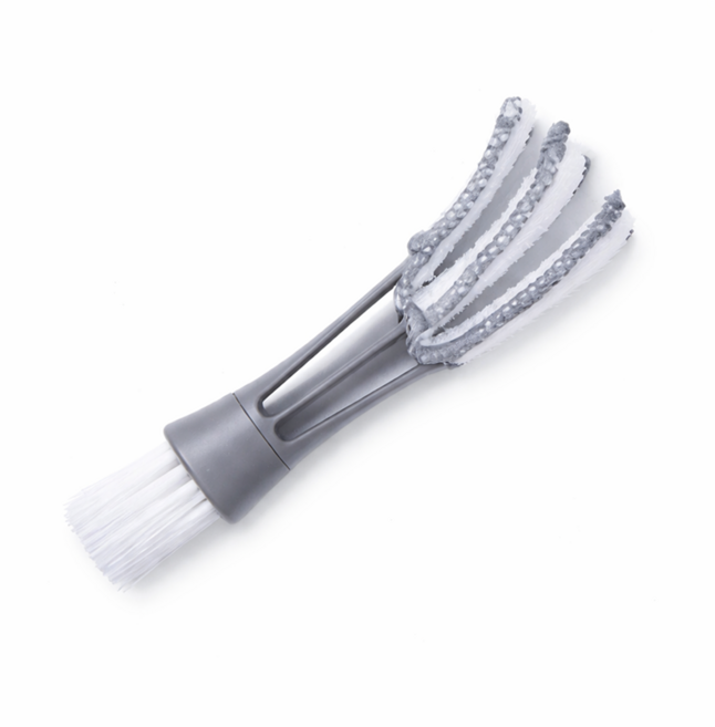 차량용 2in1 듀얼헤드 송풍구 틈새 먼지제거 브러시 극세사 에어컨 청소솔, 1개