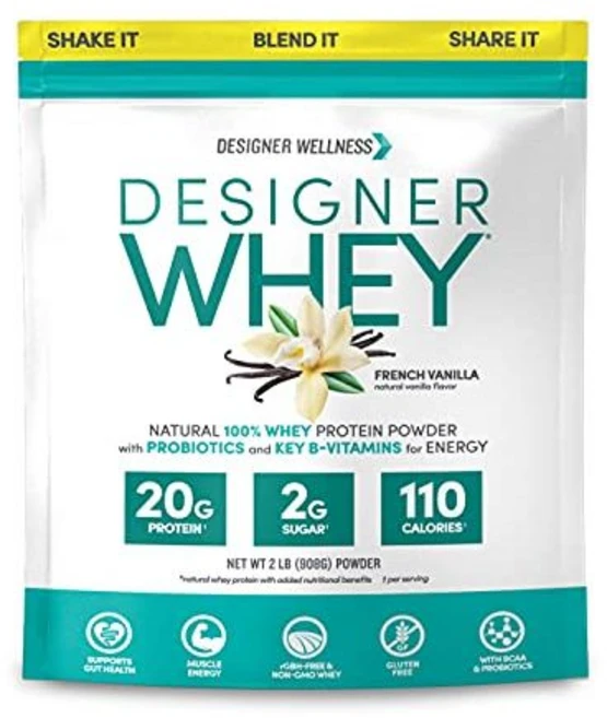 디자이너 웰니스 디자이너 유청 프로바이오틱스 섬유질 및 Designer Wellness Designer Whey Natural Whey Protein Powder with, 프렌치 바닐라, 2파운드(1팩), 1개 - 쿠팡