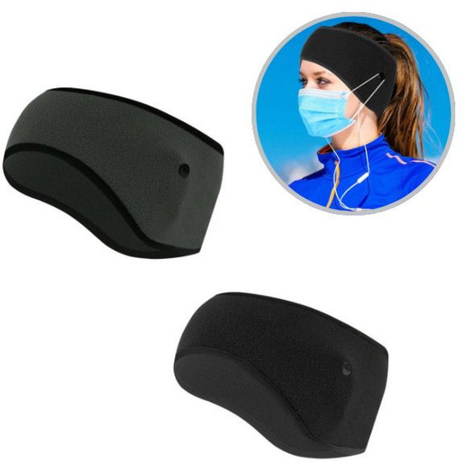 도나토르 마스크걸이 밴드형 똑딱이 귀마개 2p, 1세트, 블랙+그레이