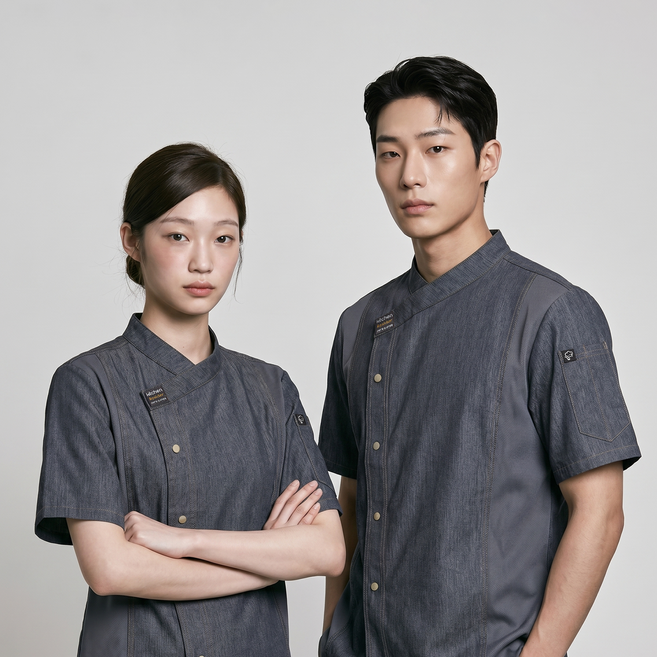 퍼블릭스테이션 고급 럭셔리 반팔 조리복 상의
