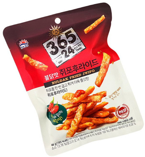사조 쥐포후라이드 불닭맛, 10개, 40g