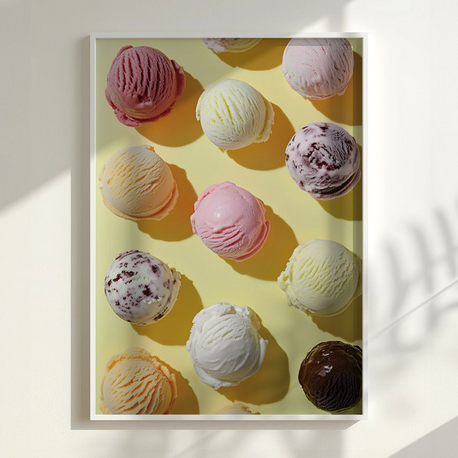 아이스크림 포스터 젤라또 가게 매장 인테리어 디저트 카페 빈티지 액자미포함, 1.컬러풀스쿱, A4