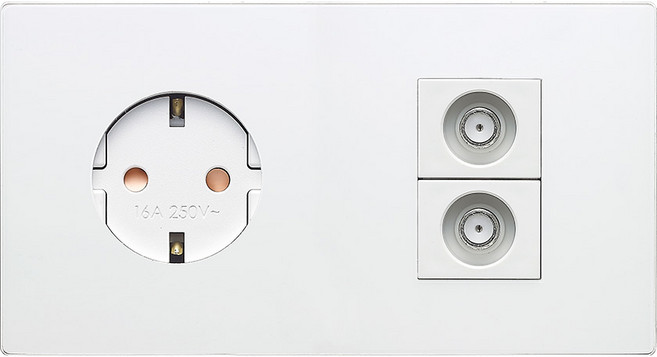 나노 유로 융스타일 접지콘센트 1구+CATV+CATV 2개용 화이트, 1개