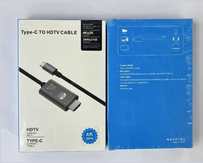 高清投屏轉接線 即插即用轉換大屏 Type C 轉 HDTV 視頻轉接線, 1個, 4k60hz 黑色 2米, 4k60hz 黑色 2米