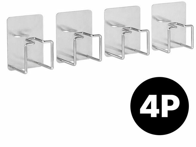 붙이면 끝 물때방지 공중부양 칫솔걸이, 4개, 실버