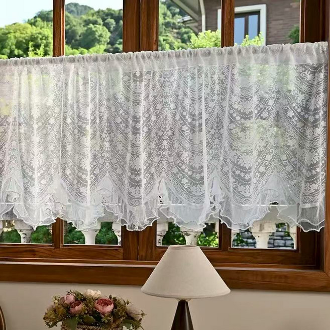데미이엔 플라워 자수 레이스 바란스 가리개 커튼