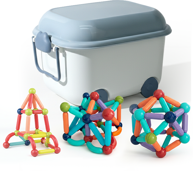 이큐나라 입체 자석블럭 100pcs 창의력발달 아기 자석놀이 세트, 1개, 혼합색상