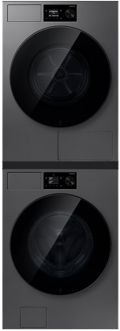 Bespoke AI 세탁기+건조기 21/18kg (71.1mm LCD+다이얼)+상단 설치 키트, 다크스틸, WF80H2118GDHS
