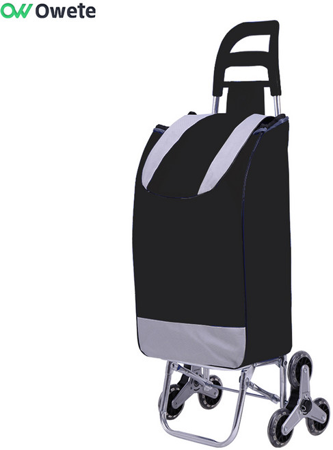 OWETE 탈부착이 접이식 바퀴달린 쇼핑카트 시장 계단 장바구니 캐리어 가능한 접이식 언덕배기 8륜 초대용량 장바구니 카트 엄마 전용 아웃도어 카트, 블랙, 1개