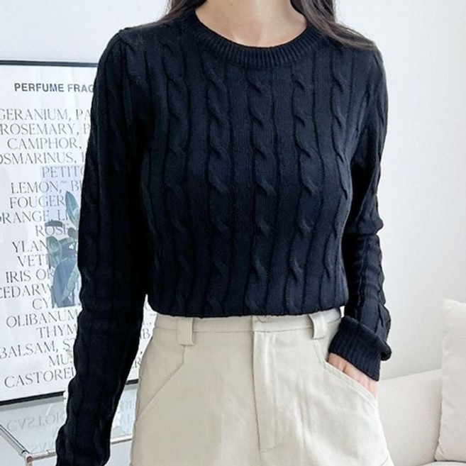 케이블 니트 여성 레이어드 긴팔 니트티 5컬러