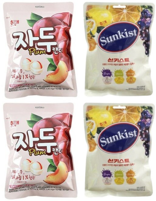 해태 자두캔디 130gx2개+썬키스트캔디 125gx2개(총4개), 4개
