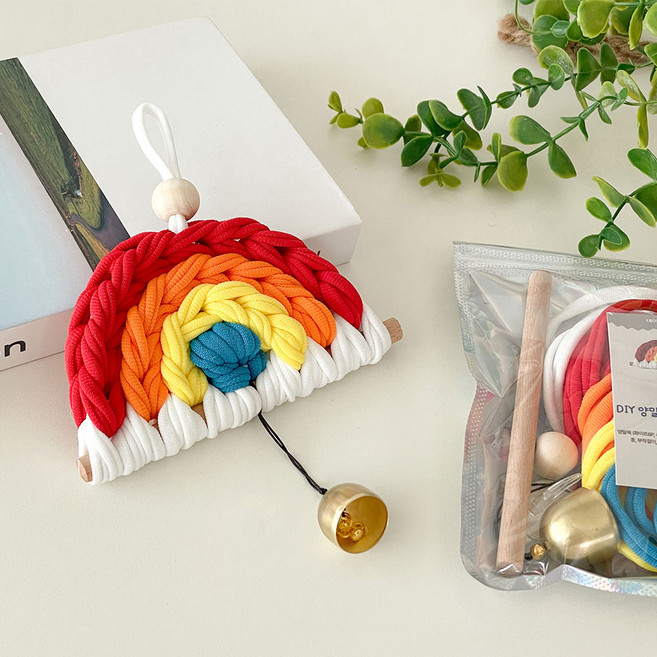 양말목 무지개 도어벨 현관문 풍경 종 DIY 만들기 체험 취미 키트, 무지개도어벨