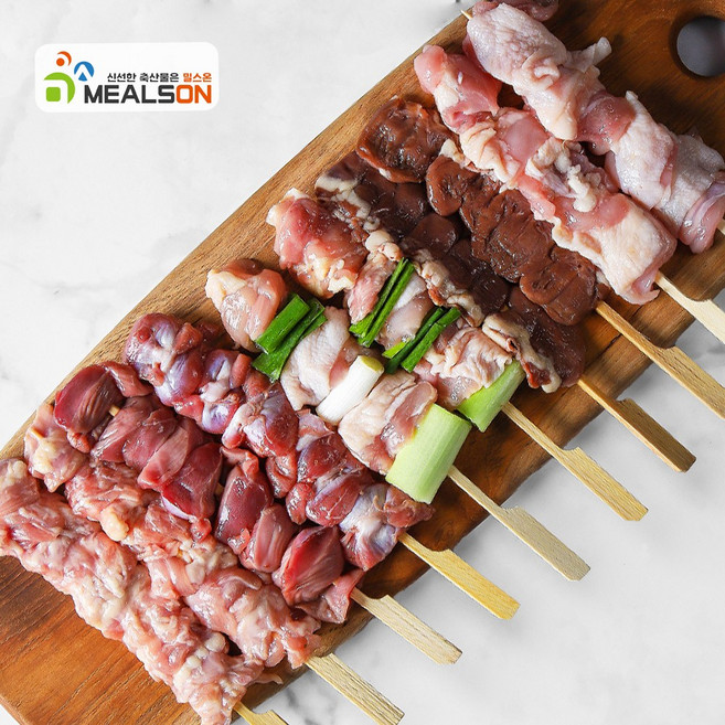 밀스온 캠핑음식 국내산 수제 닭꼬치 모둠꼬치 10꼬치 소스포함, 2개, 450g