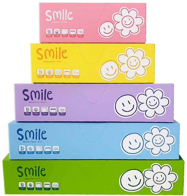스마일 이중 지퍼백 세트 소형 35매+중형 35매+대형 20매+특대 15매+특특대 15매, 1세트, 120개, 혼합