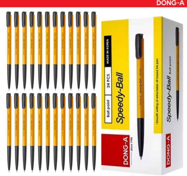 [키팜] 동아 스피디볼 1.0mm (24개입 1세트), 검정