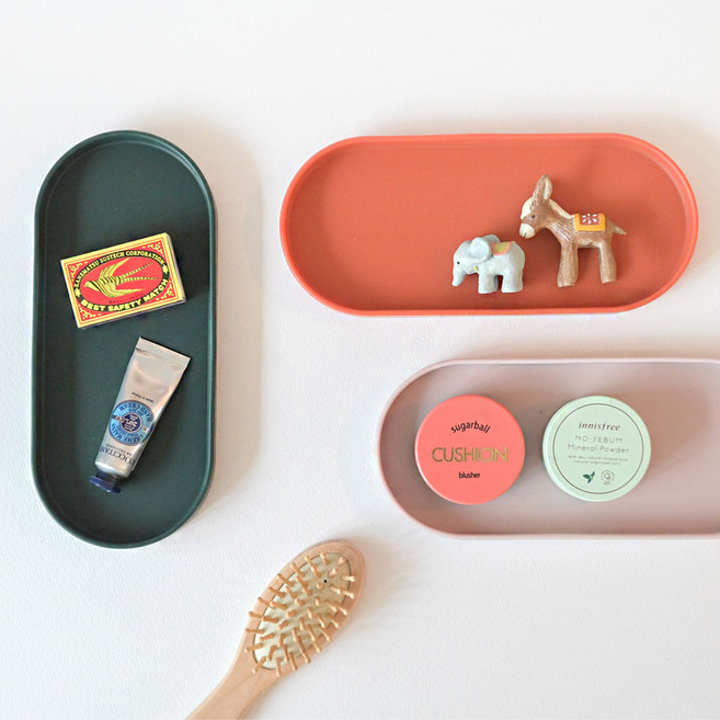 리빙안 실리콘 다용도 트레이 소품 정리, 딥그린