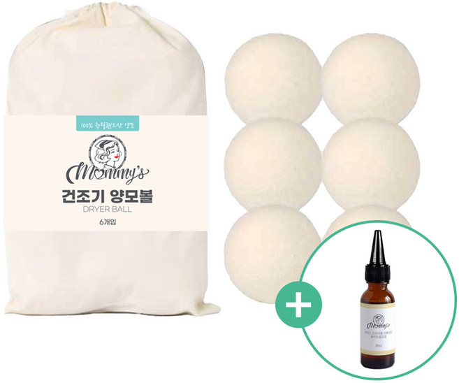 마미스 양모볼 6P+화이트플로럴 패브릭 퍼퓸 오일 20ml 세트, 1개