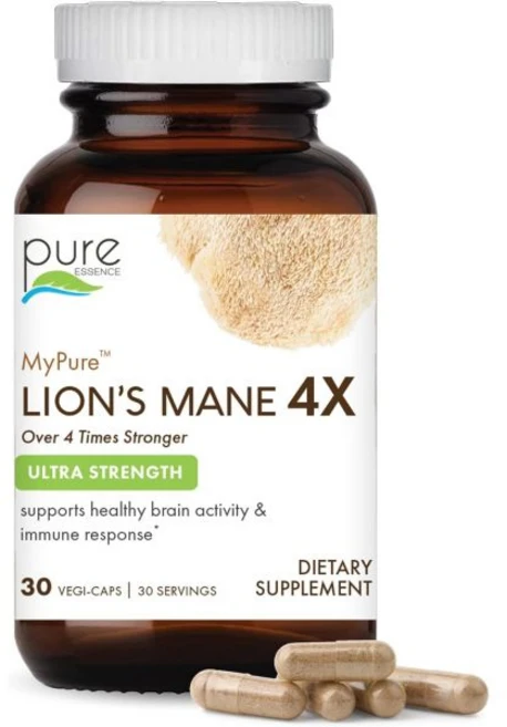 PURE ESSENCE LABS MyPure Lion's Mane 4X - Ultra Strength Support Supplement with 6:1 Hot Water Ext - 쿠팡